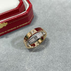 [Imperial] LOVE PINK GOLD SILVER DIAMOND DOUBLE RING