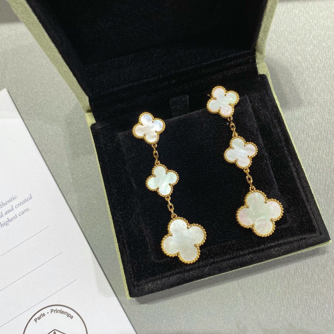 [Imperial] CLOVER MOP 3 MOTIFS GOLD EARRINGS