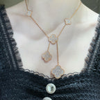 [Imperial] CLOVER 6 MOTIF DIAMOND PAVED NECKLACE