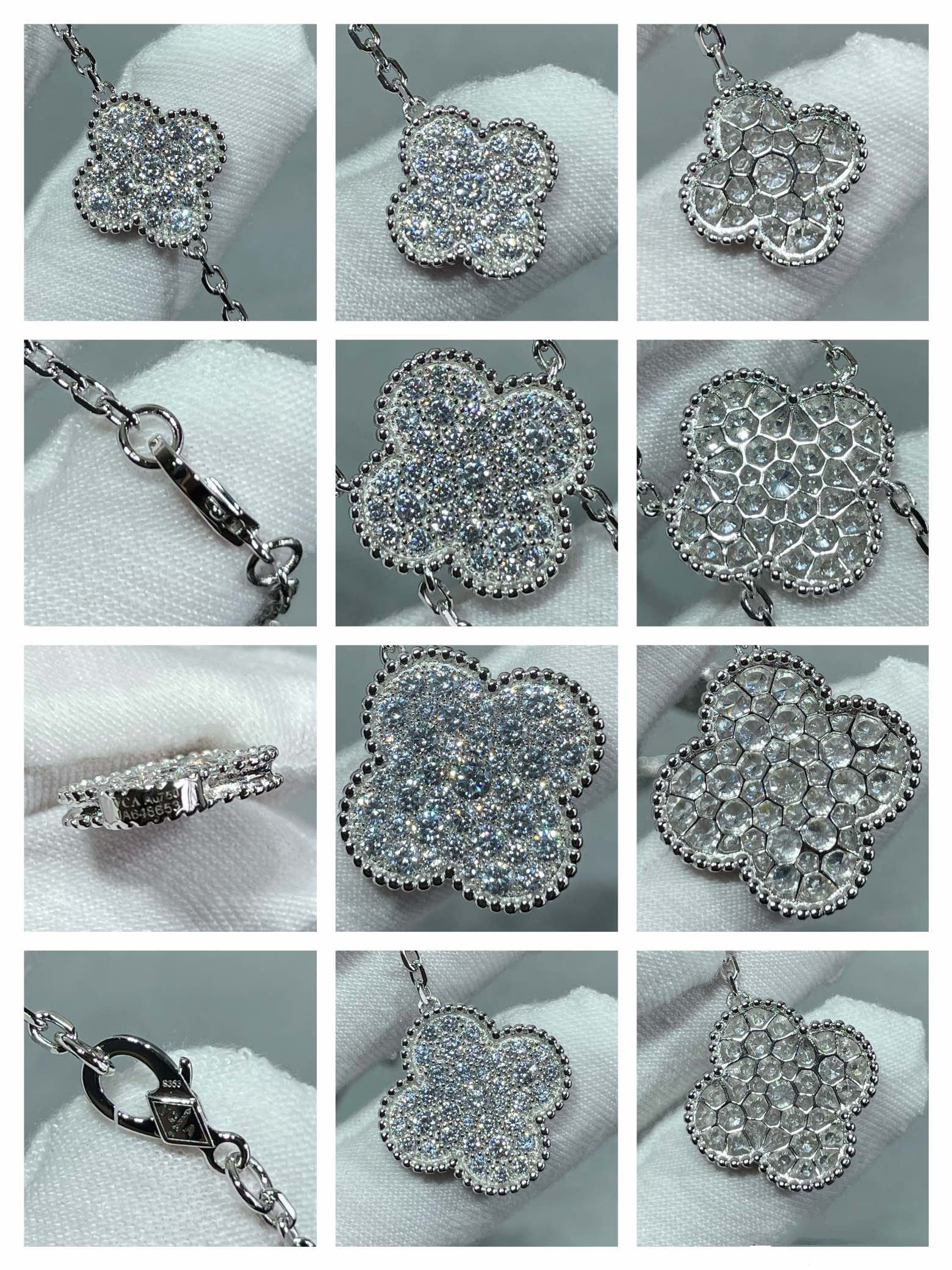 [Imperial] CLOVER 6 MOTIF DIAMOND PAVED NECKLACE