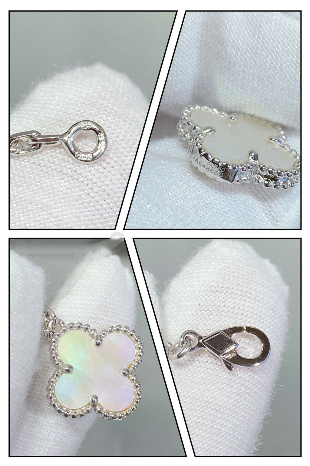 [Imperial] CLOVER 5 MOTIF WHITE MOP SILVER BRACELET