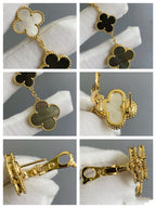 [Imperial] CLOVER 3 MOTIF MOP ONYX DARK MOP PINK GOLD EARRINGS