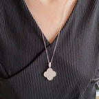 [Imperial] CLOVER 25MM LARGE PEDANT DIAMOND PAVED LONG NECKLACE