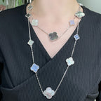 [Imperial] CLOVER 16 MOTIF CHALCEDONY MOP SILVER NECKLACE