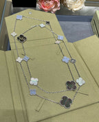 [Imperial] CLOVER 16 MOTIF CHALCEDONY MOP SILVER NECKLACE