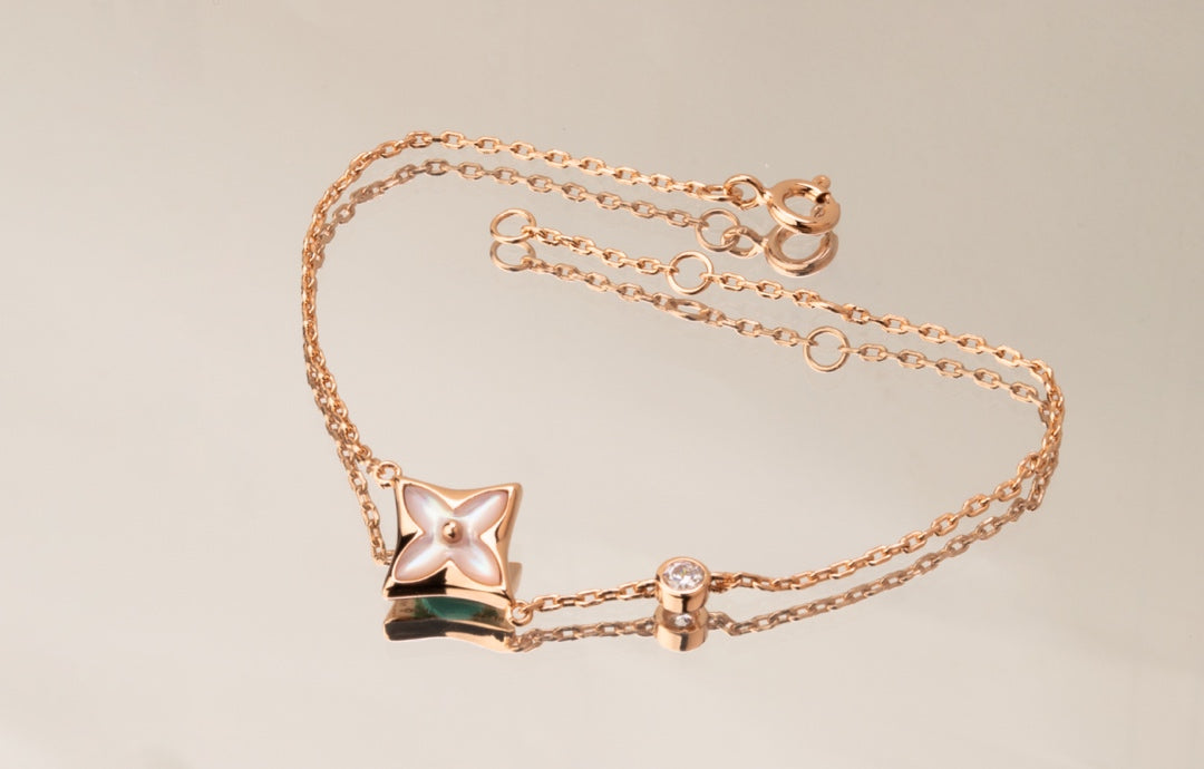 [Imperial] STAR PINK MOP 1 DIAMOND PINK GOLD NECKLACE