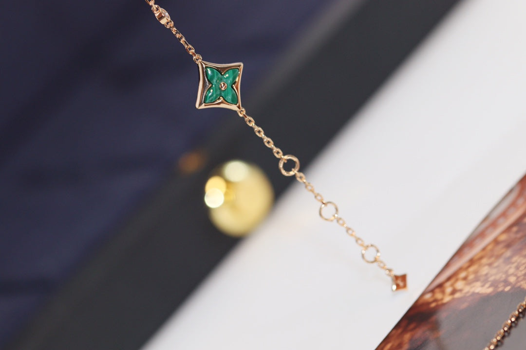 [Imperial] STAR AND SUN 4 MOTIF PINK GOLD MALACHITE BRACELET
