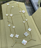 [Imperial] CLOVER 16 MOTIF WHITE MOP GOLD NECKLACE