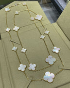 [Imperial] CLOVER 16 MOTIF WHITE MOP GOLD NECKLACE