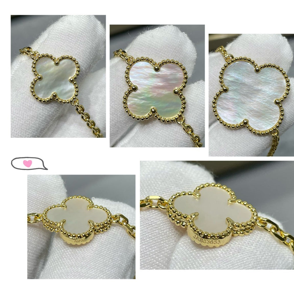 [Imperial] CLOVER 16 MOTIF WHITE MOP GOLD NECKLACE