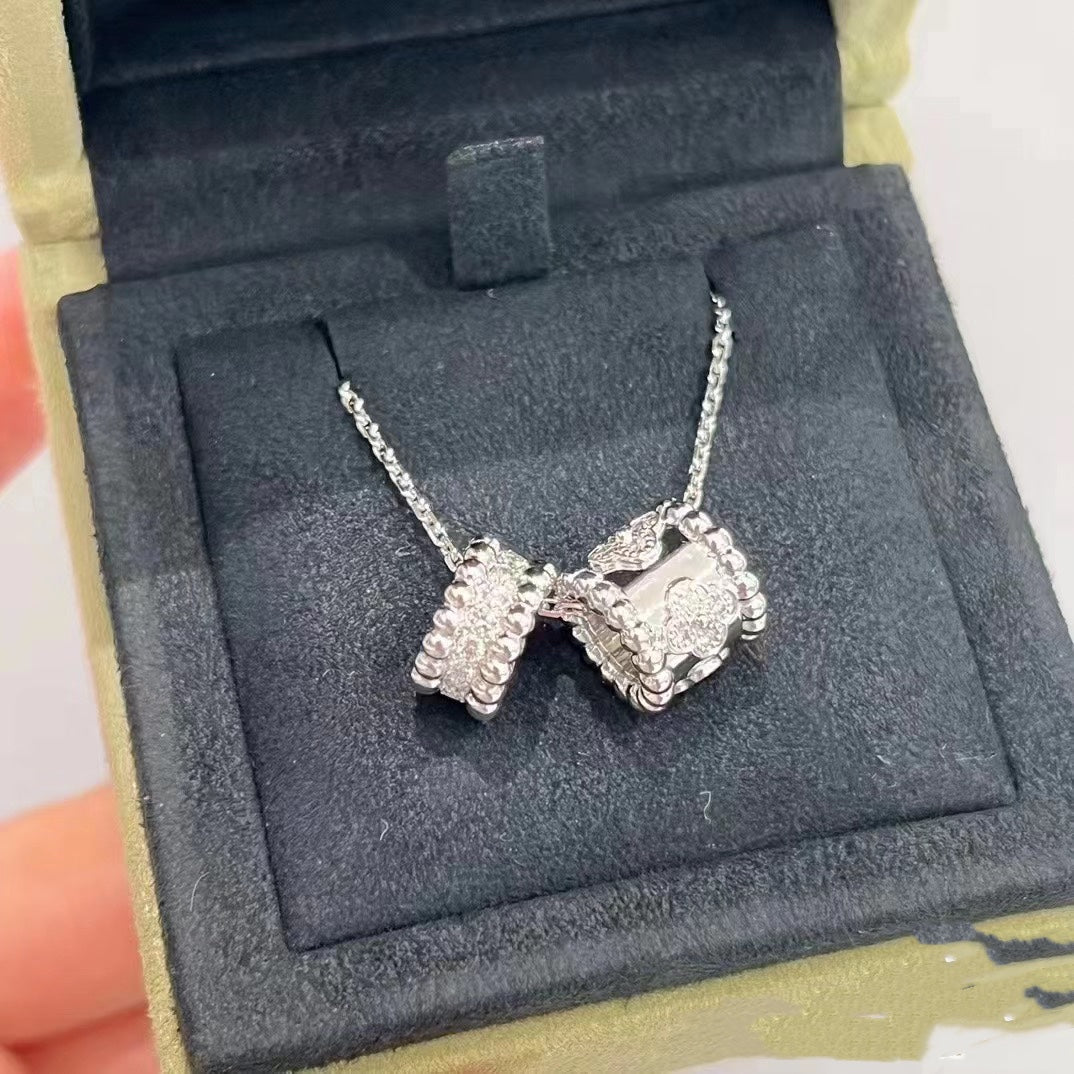 [Imperial] PERLEE DOUBLE PENDANT SILVER DIAMOND NECKLACE