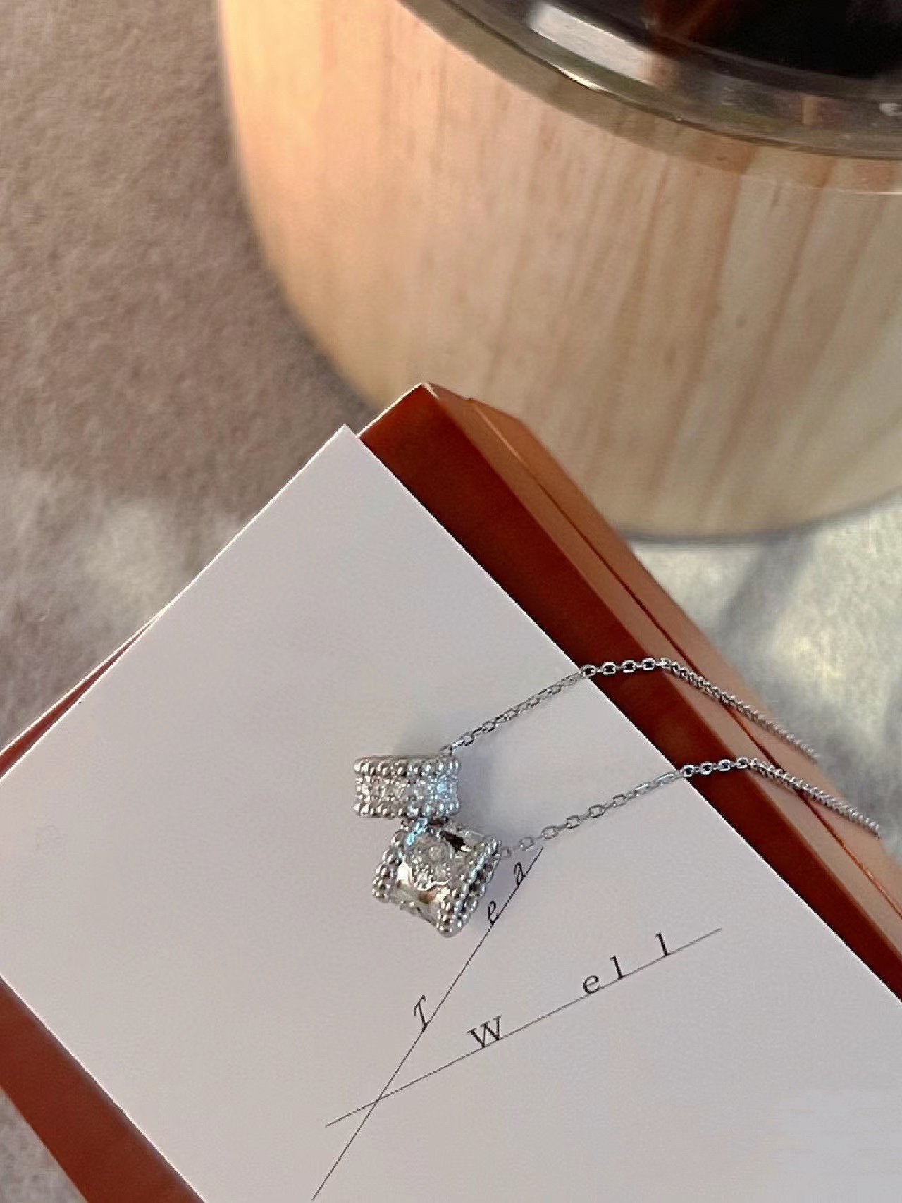 [Imperial] PERLEE DOUBLE PENDANT SILVER DIAMOND NECKLACE