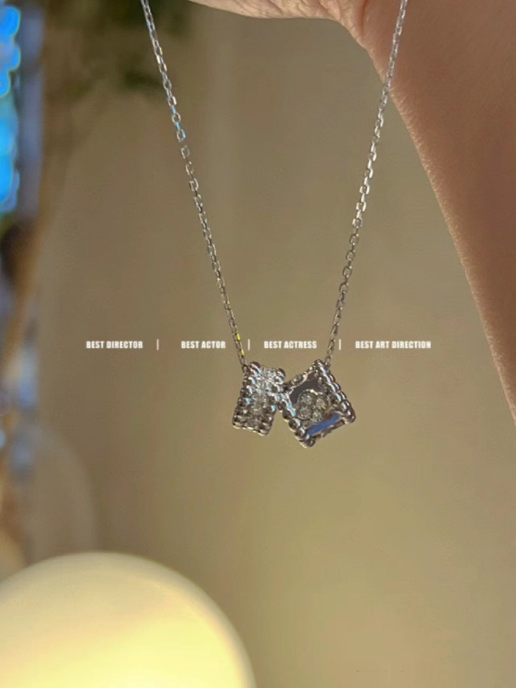 [Imperial] PERLEE DOUBLE PENDANT SILVER DIAMOND NECKLACE