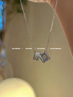 [Imperial] PERLEE DOUBLE PENDANT SILVER DIAMOND NECKLACE