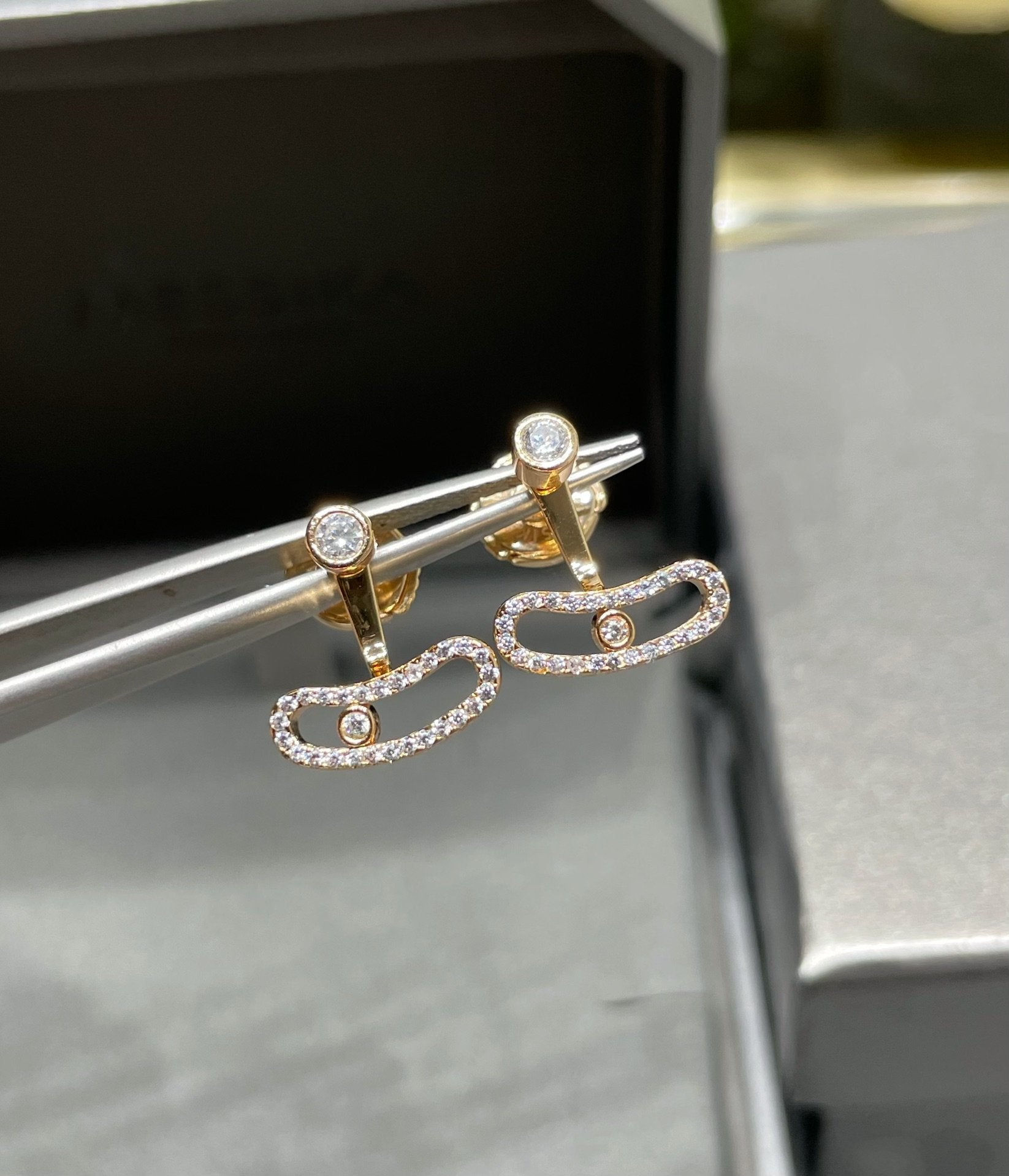 [Imperial] MOVE UNO PINK GOLD DIAMOND EARRINGS