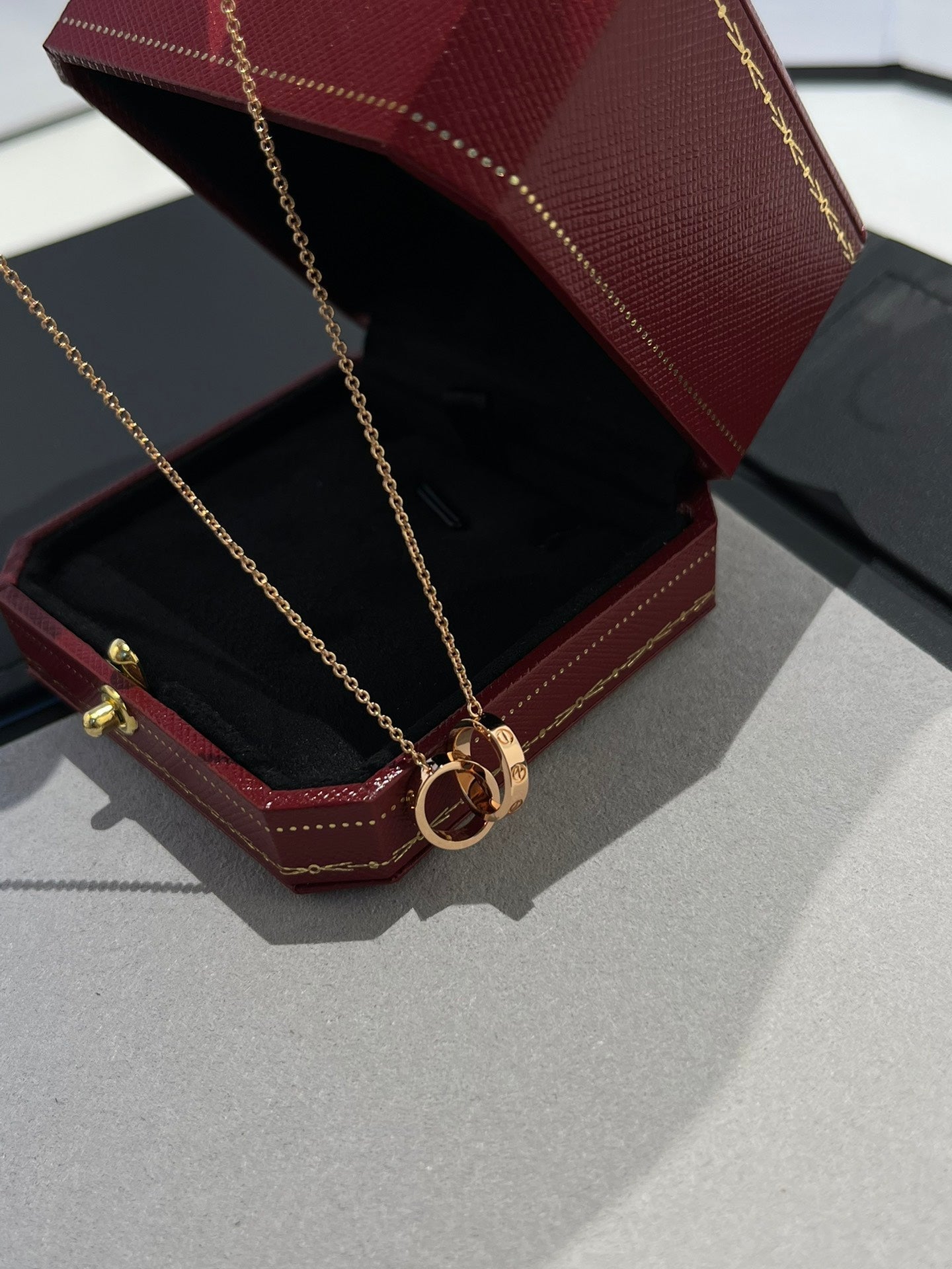 [Imperial] LOVE NECKLACE DOUBLE RING PINK GOLD