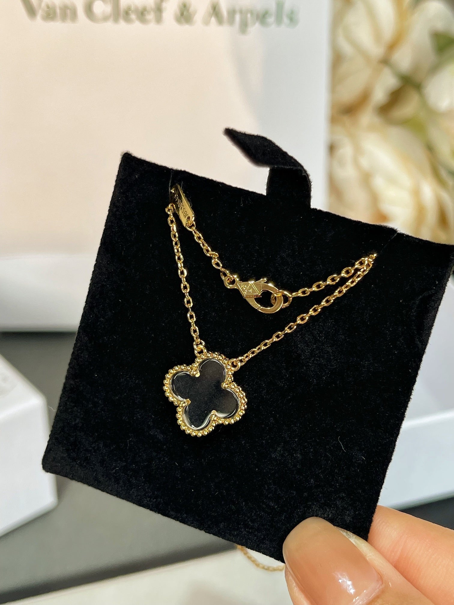 [Imperial] CLOVER ROCK CRYSTAL ROSE GOLD NECKLACE