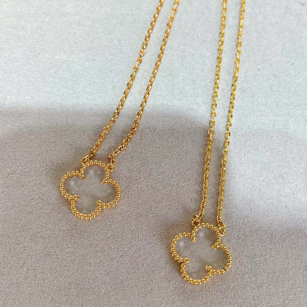 [Imperial] CLOVER ROCK CRYSTAL ROSE GOLD NECKLACE