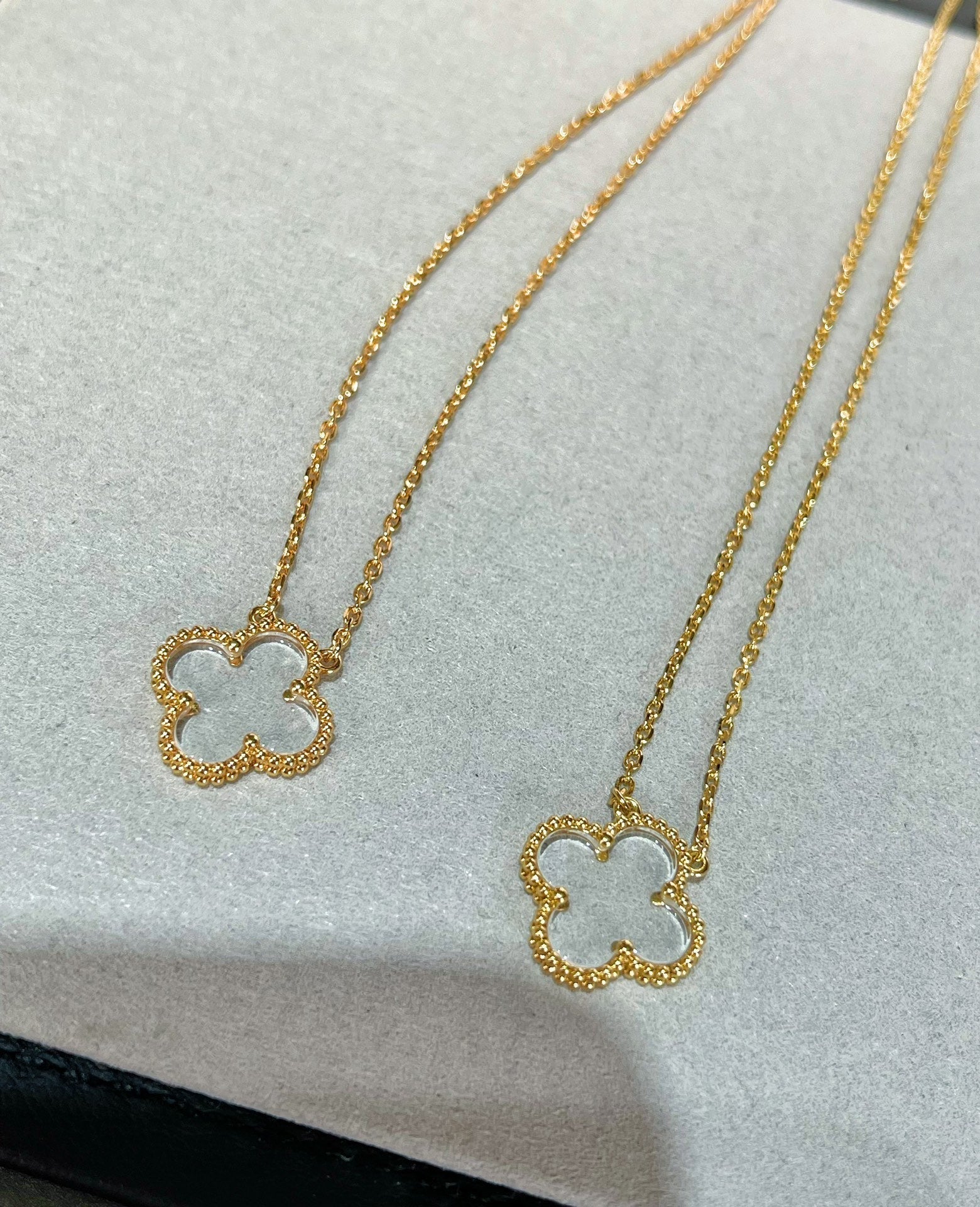 [Imperial] CLOVER ROCK CRYSTAL ROSE GOLD NECKLACE