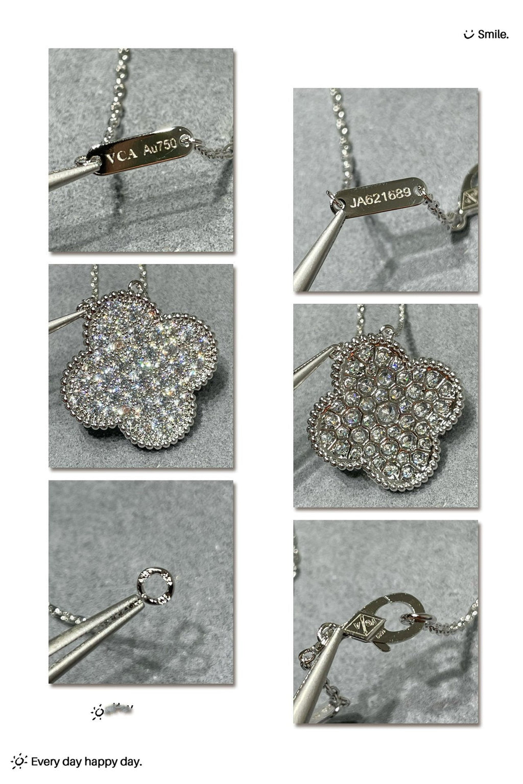 [Imperial] CLOVER 25MM LARGE PENDANT DIAMOND PAVED SILVER NECKLACE