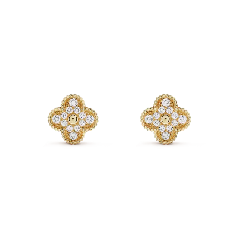 [Imperial] CLOVER MEDIUM 1 MOTIFS FUll DIAMOND EARRINGS