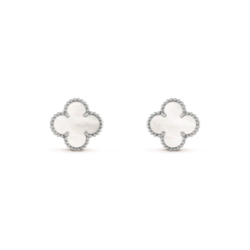 [Imperial] CLOVER MEDIUM 1 MOTIFS  WHITE MOP EARRINGS SILVER