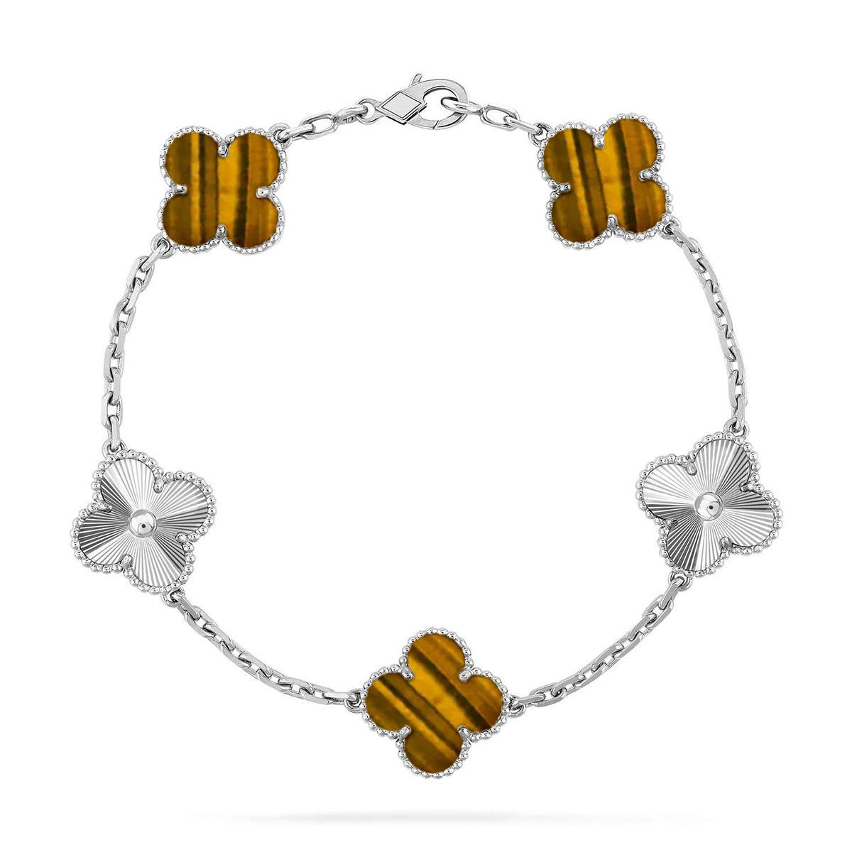 [Imperial]New  CLOVER 5 MOTIFS TIGER EYE BRACELET COLLECTION