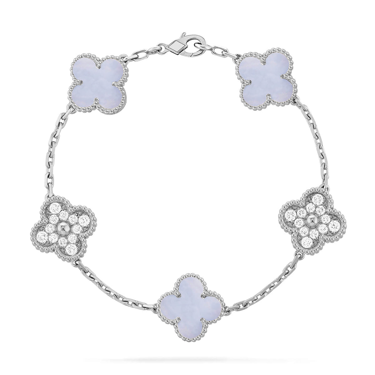 [Imperial]New  CLOVER 5 MOTIF PURPLE CHALCEDONY BRACELET COLLECTION