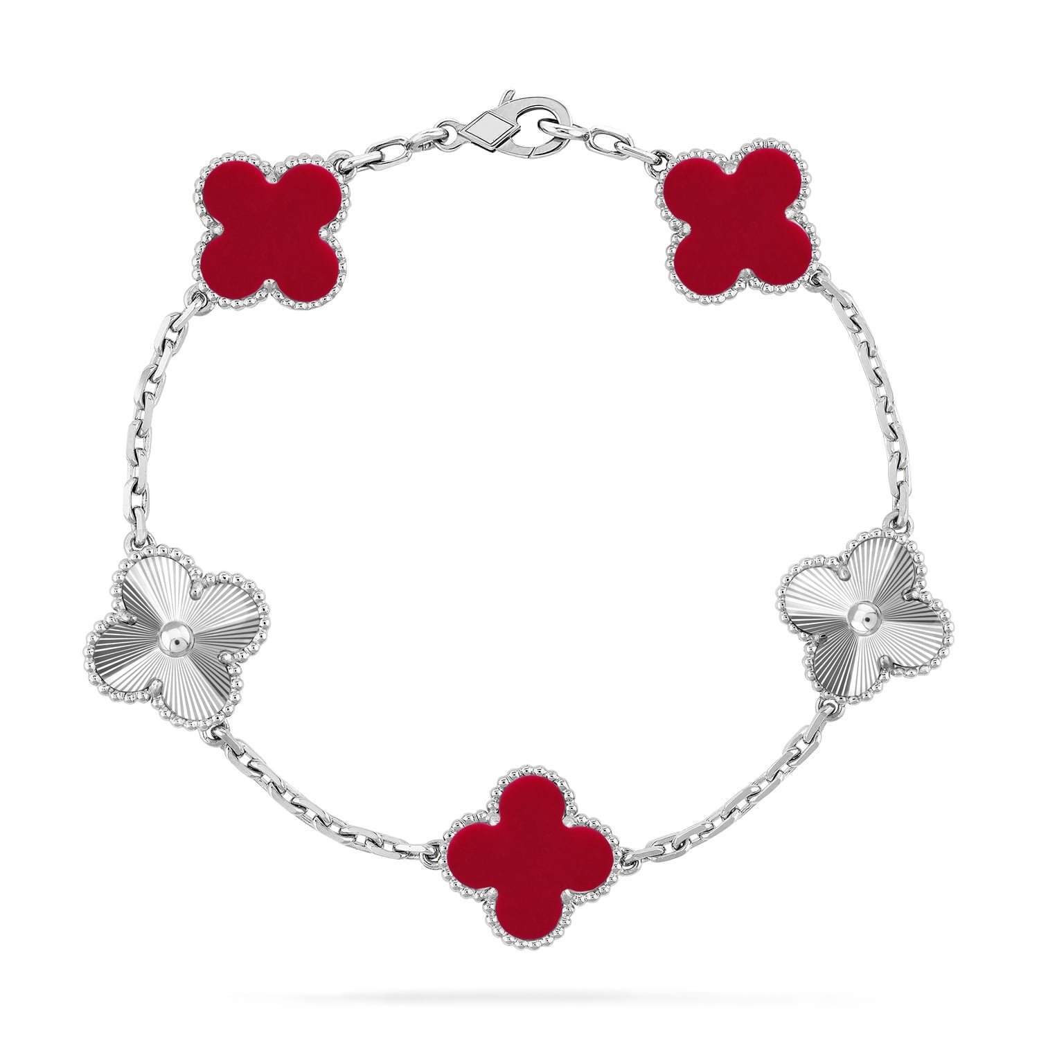 [Imperial]New  CLOVER 5 MOTIF RED CORNELIAN BRACELET COLLECTION