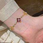 [Imperial] CLOVER 5 MOTIF PINK BLUE RED WHITE BRACELET