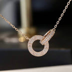 [Imperial] LOVE 7.6MM NECKLACE ROSE GOLD AND SILVER  FULL DIAMOND