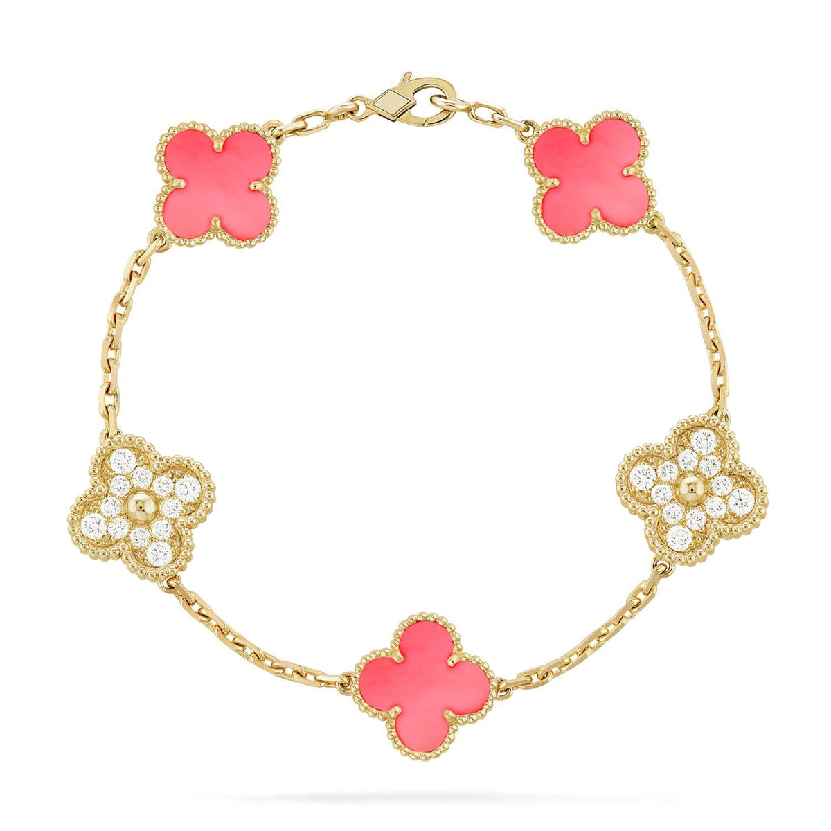[Imperial]New  CLOVER 5 MOTIFS  PINK MOP BRACELET COLLECTION