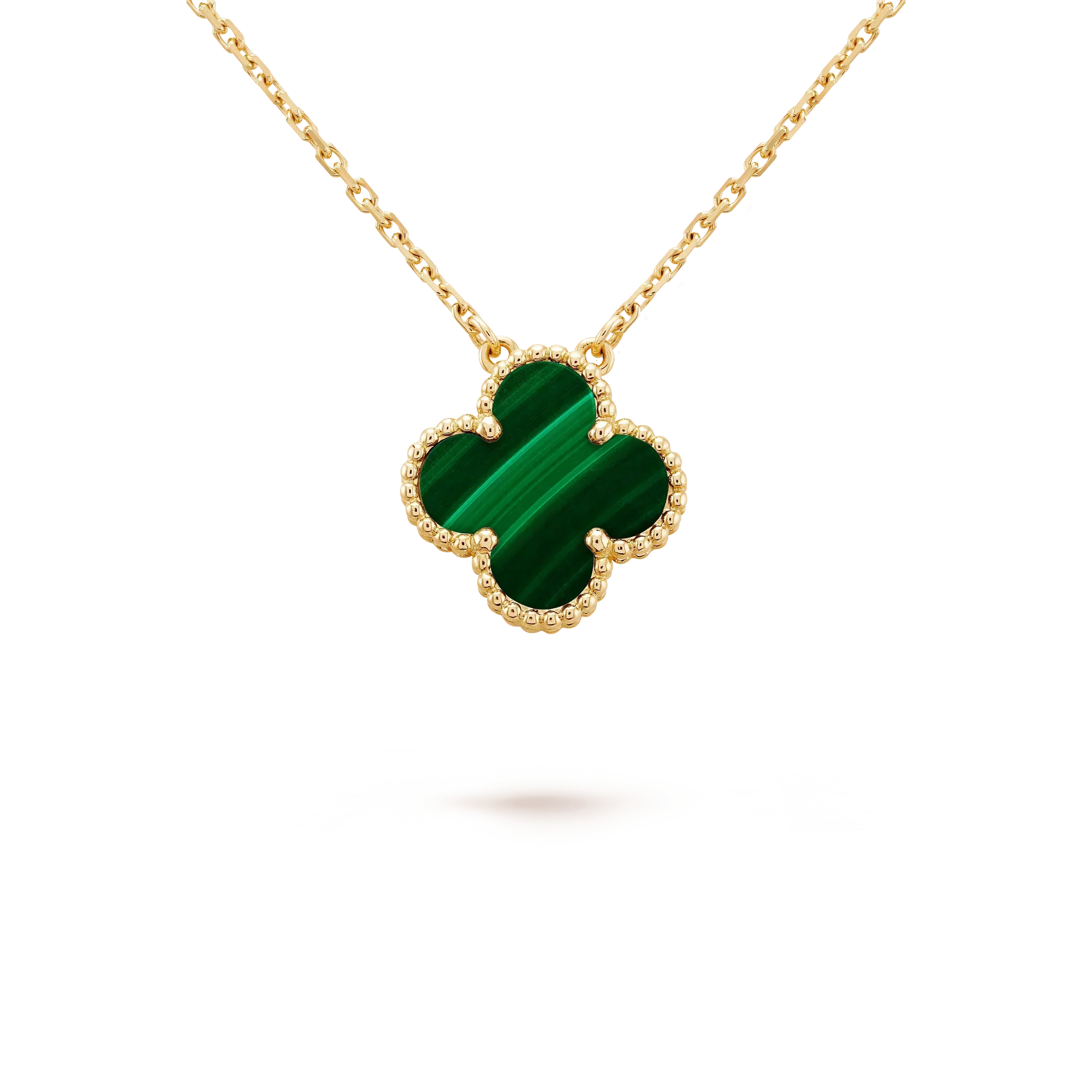 [Imperial] CLOVER 15MM MALACHITE SINGLE FLOWER  NECKLACE