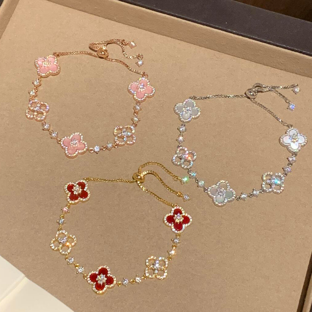 [Imperial] CLOVER 5 MOTIF PINK BLUE RED WHITE BRACELET
