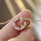 [Imperial] LOVE 7.6MM NECKLACE ROSE GOLD AND SILVER  FULL DIAMOND
