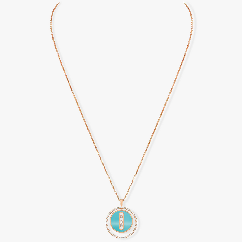 [Imperial]  MOVE 3 DIAMONDS TURQUOISE PINK GOLD DIAMOND NECKLACE