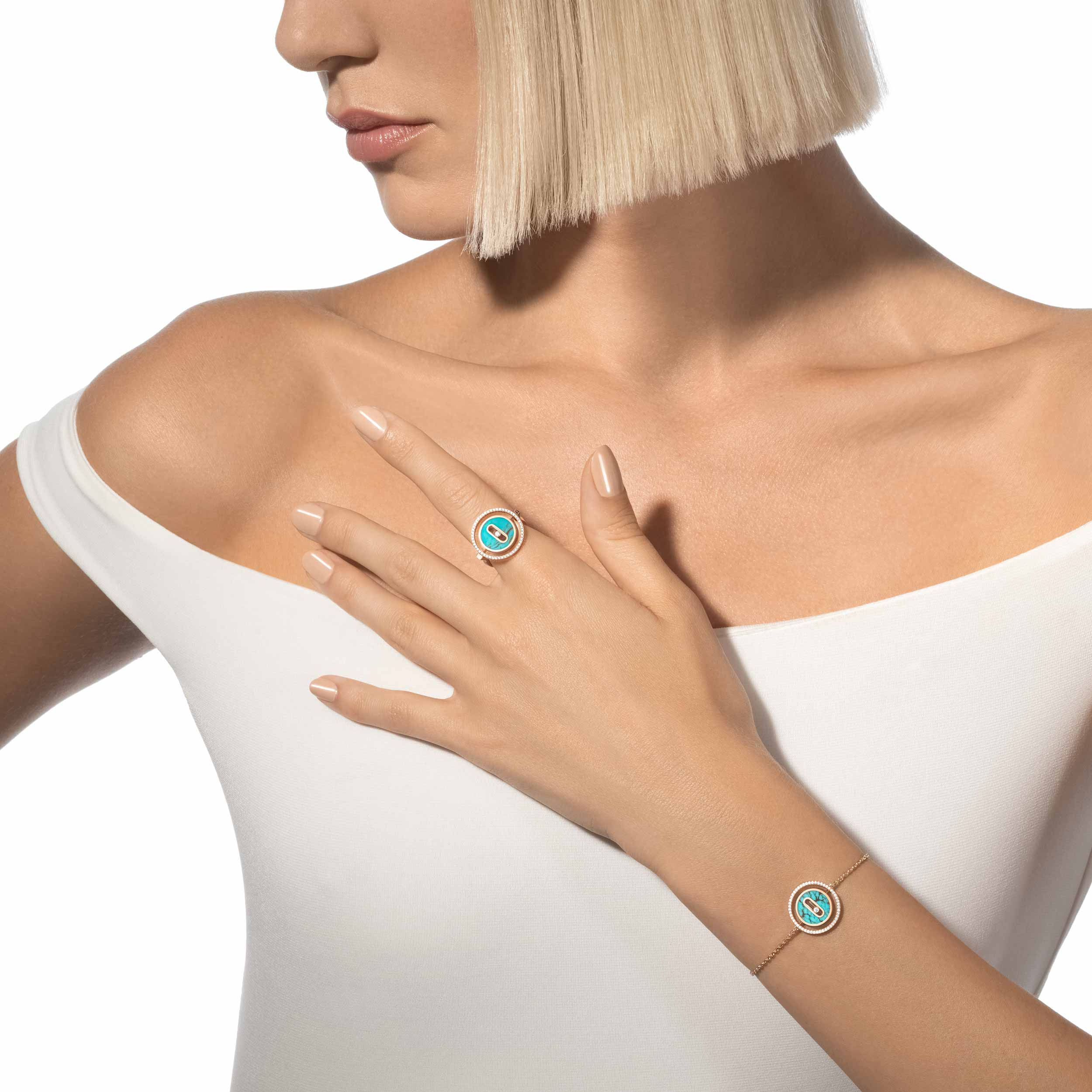 [Imperial]  MOVE TURQUOISE PINK GOLD DIAMOND BRACELET