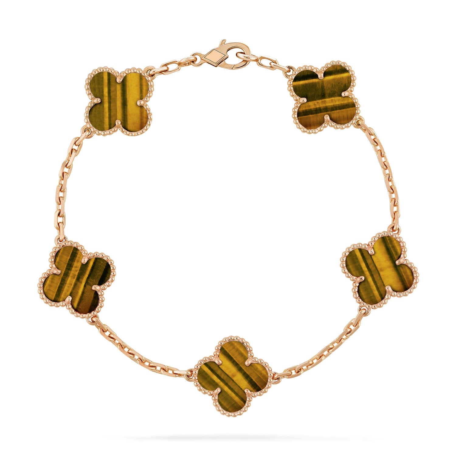 [Imperial]New  CLOVER 5 MOTIFS TIGER EYE BRACELET COLLECTION