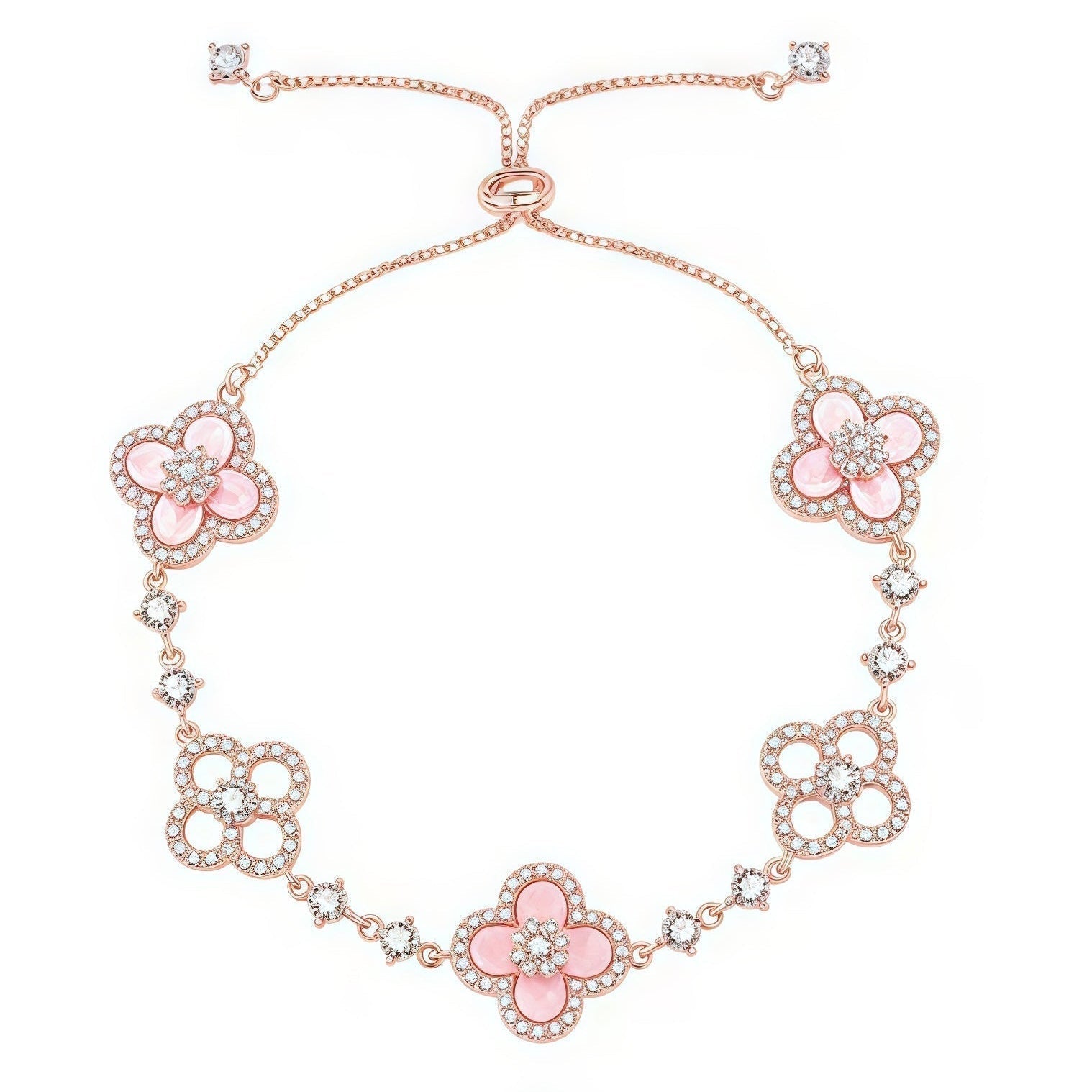 [Imperial] CLOVER 5 MOTIF PINK BLUE RED WHITE BRACELET