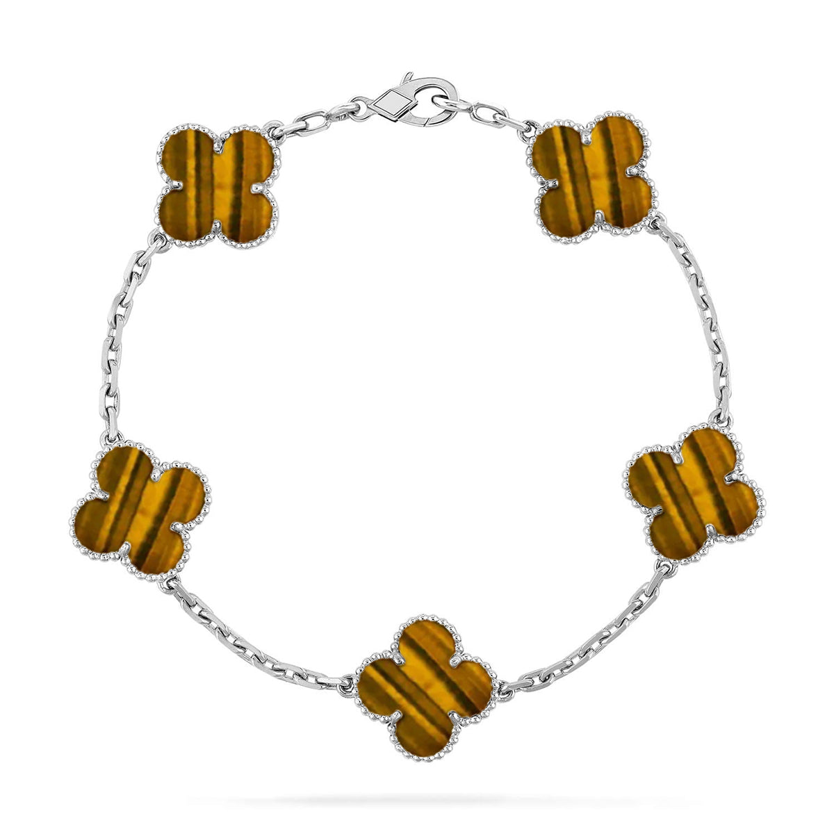 [Imperial]New  CLOVER 5 MOTIFS TIGER EYE BRACELET COLLECTION