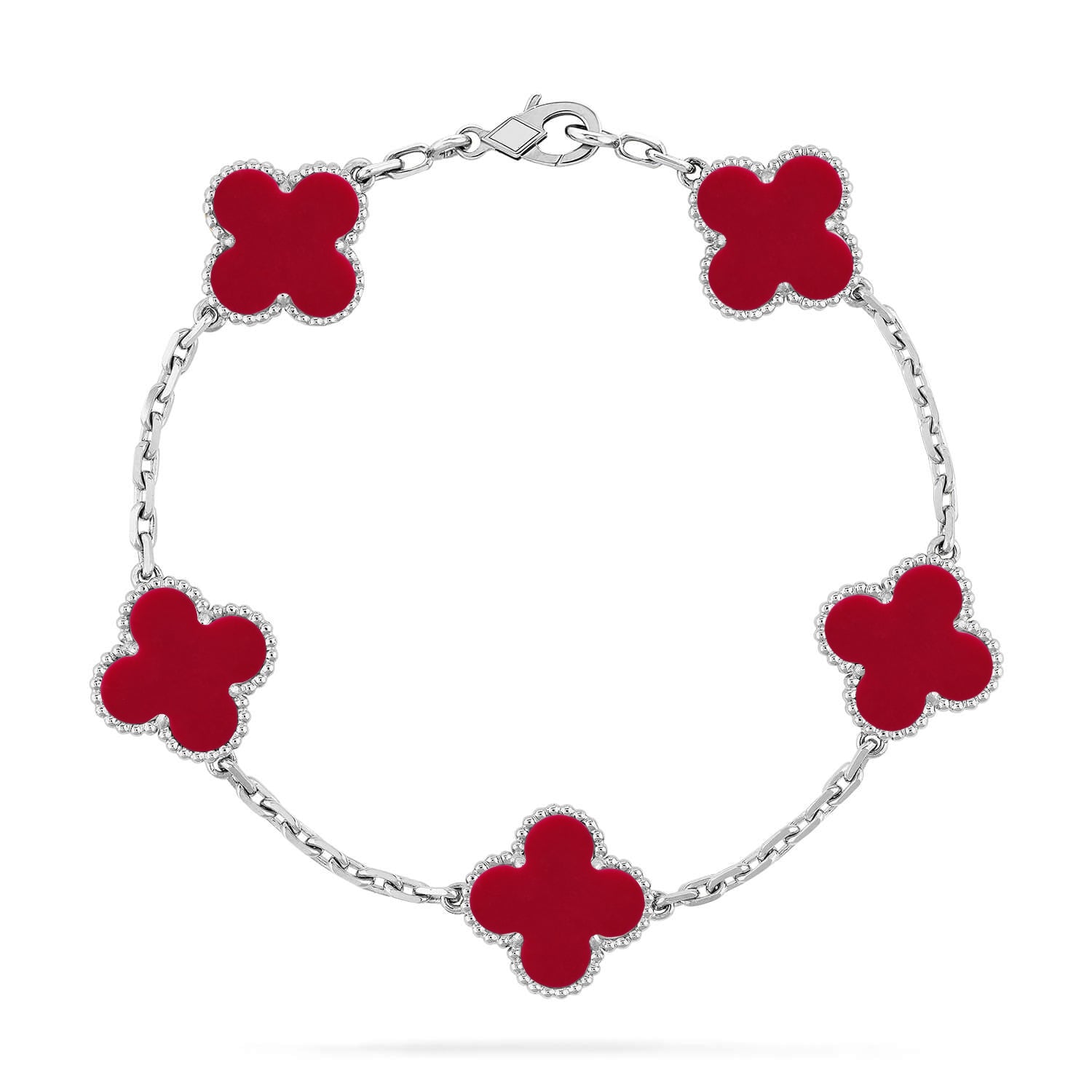 [Imperial]New  CLOVER 5 MOTIF RED CORNELIAN BRACELET COLLECTION