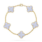 [Imperial]New  CLOVER 5 MOTIF PURPLE CHALCEDONY BRACELET COLLECTION
