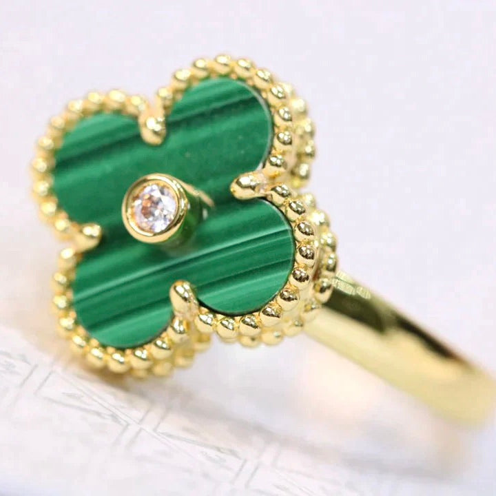 [Imperial] CLOVER MALACHITE RING GOLD DIAMOND