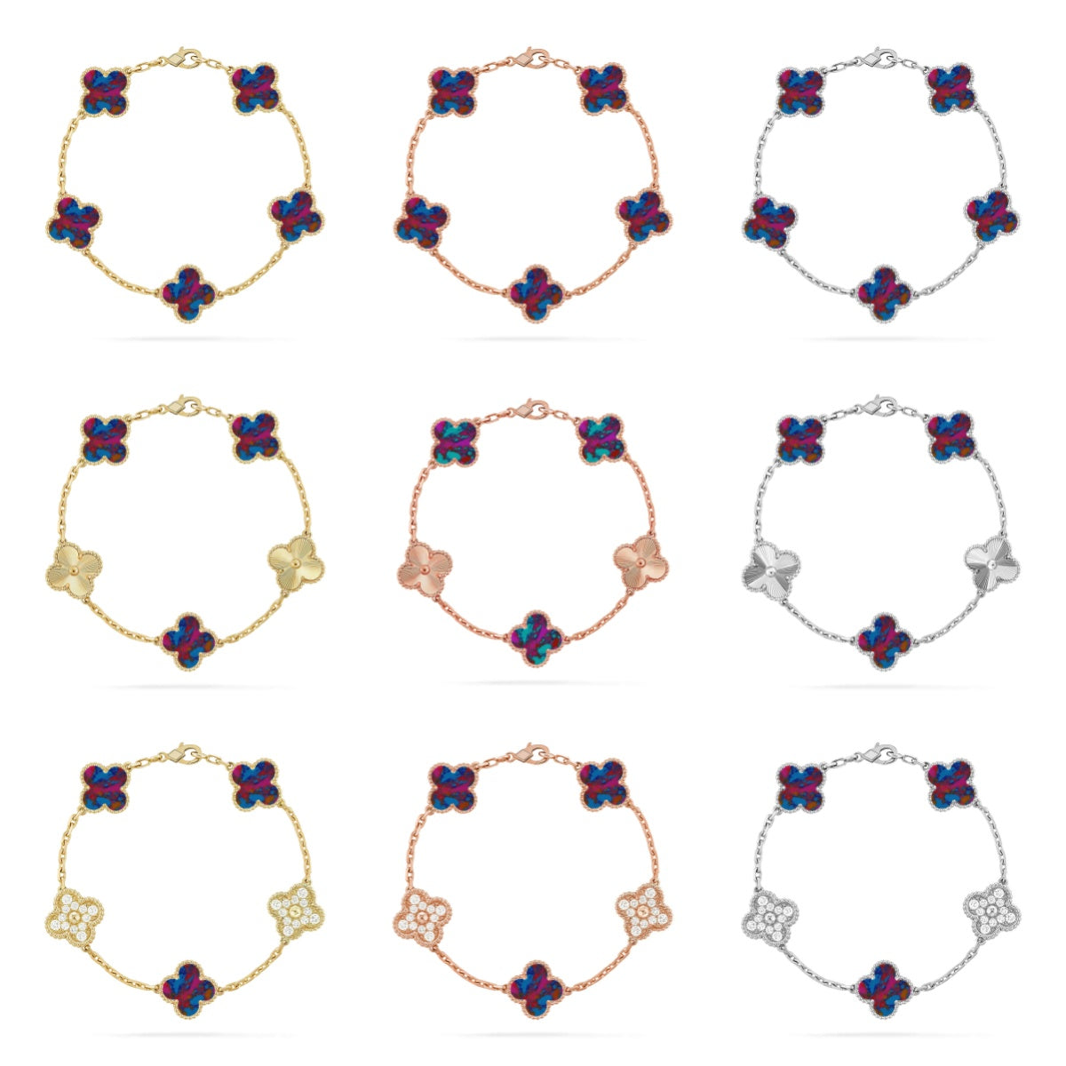 [Imperial]New CLOVER 5 MOTIF COLOR GEMSTONES BRACELET COLLECTION