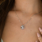 [Imperial] CLOVER  15MM DIAMOND LASER NECKLACE SILVER