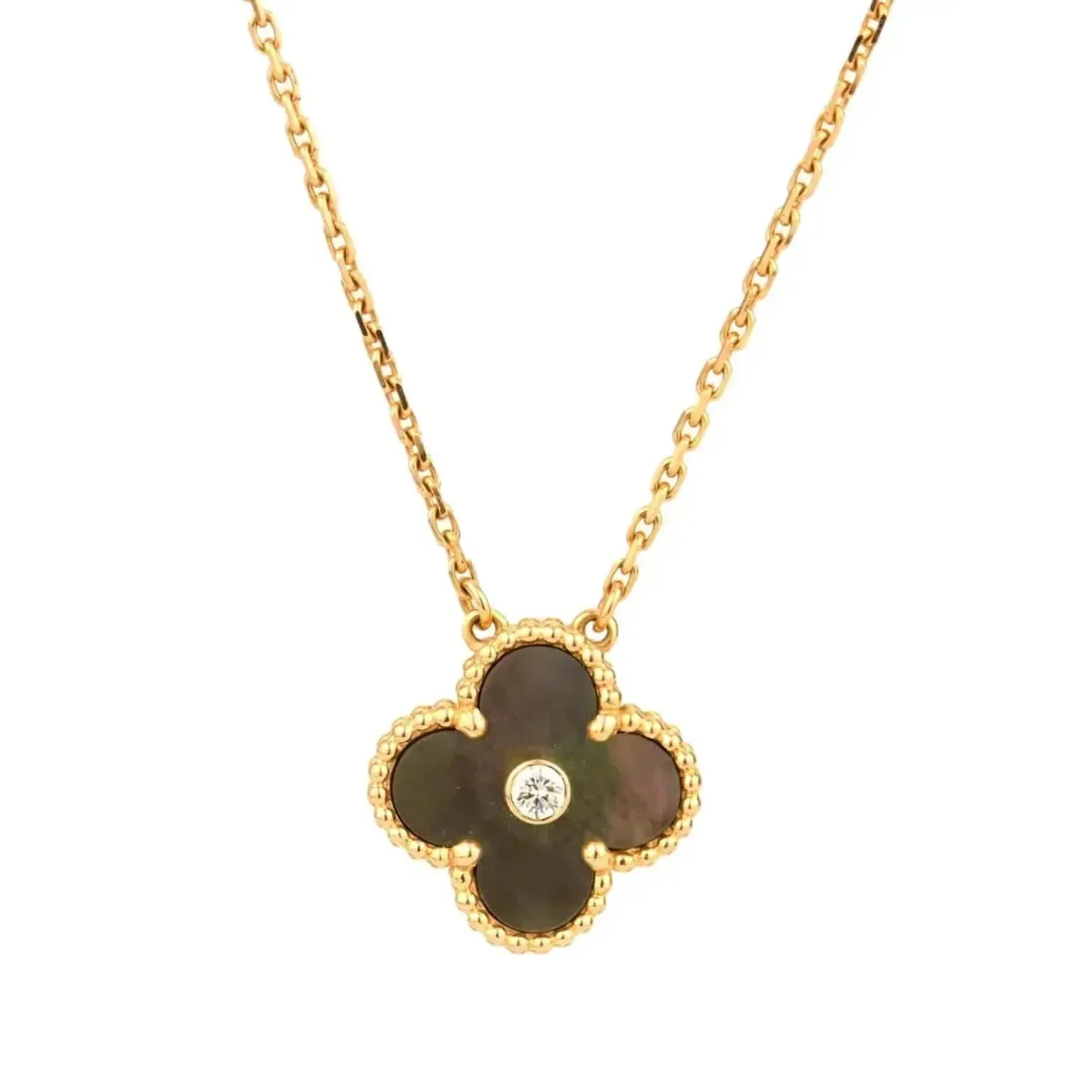 [Imperial] CLOVER 15MM DIAMOND AND MOTHER-OF-GREY NECKLACE