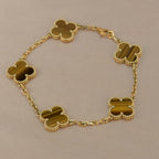 [Imperial]New  CLOVER 5 MOTIFS TIGER EYE BRACELET COLLECTION