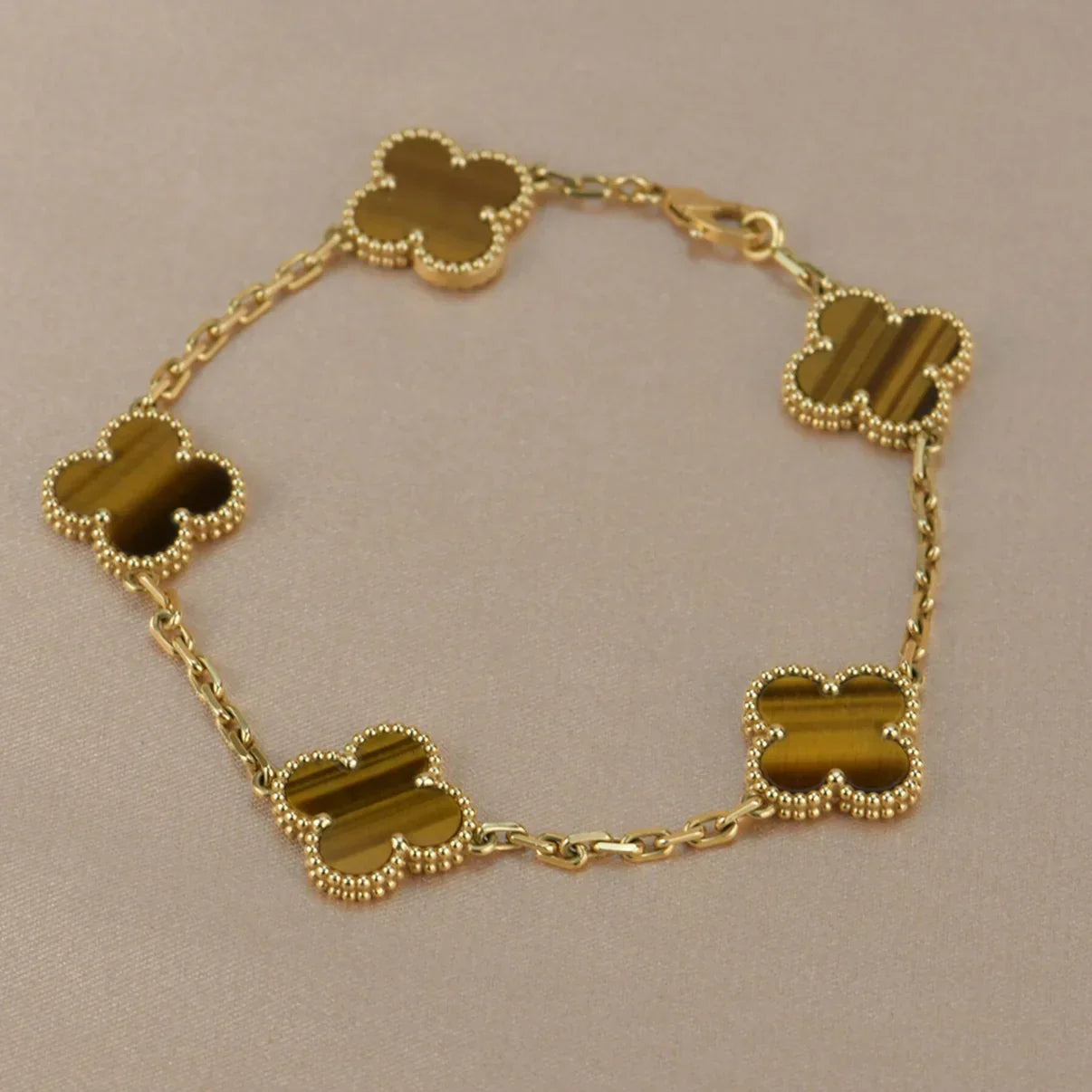 [Imperial]New  CLOVER 5 MOTIFS TIGER EYE BRACELET COLLECTION