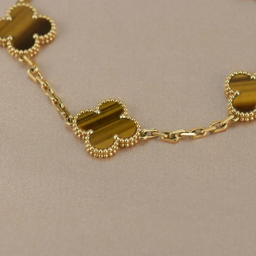 [Imperial]New  CLOVER 5 MOTIFS TIGER EYE BRACELET COLLECTION