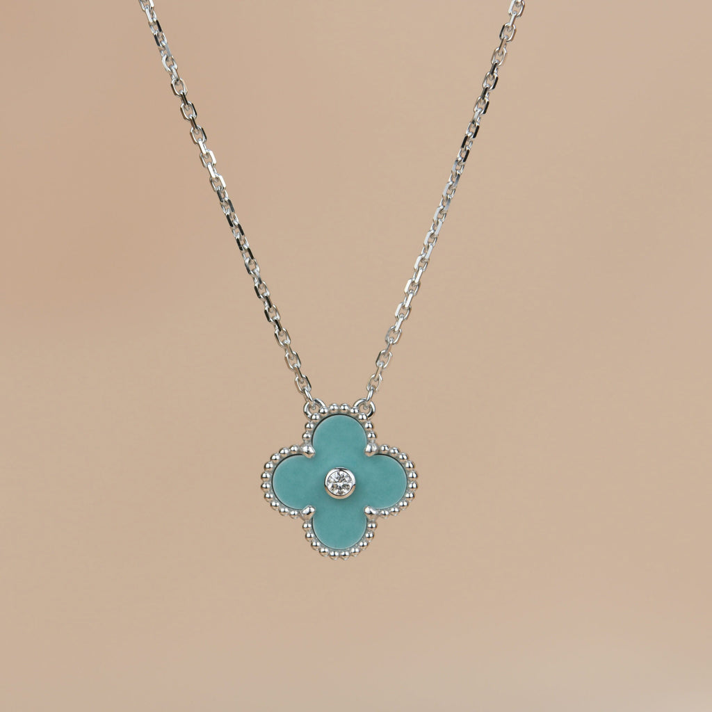 [Imperial] CLOVER 15MM DIAMOND SVRES PORCELAIN  NECKLACE SILVER